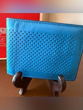 Coach Blue Perforated Leather Men’s Wallet